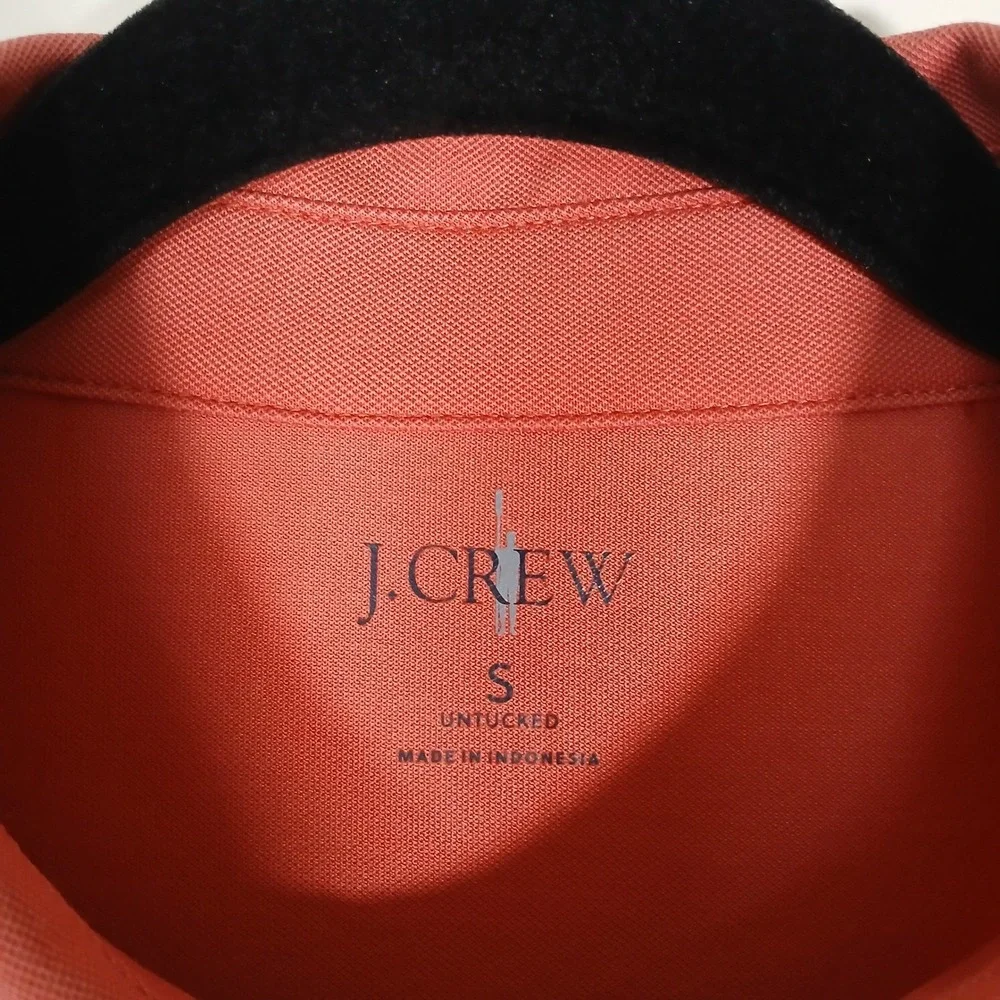 J CREW OARSMAN‎ Mens Untucked Pique Polo Shirt Coral Pink Short Sleeve Size S